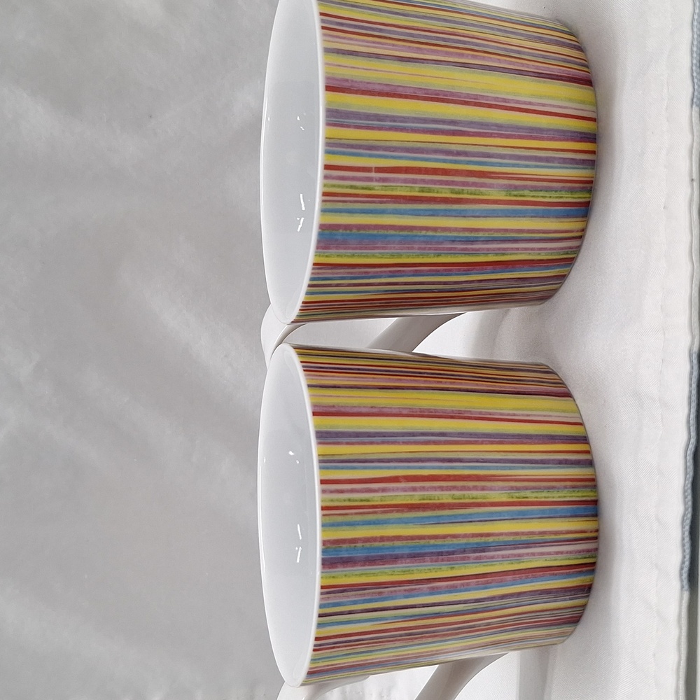 #ABP Starbucks 13fl oz  2008 multi colour rainbow vertical stripes set of 2 - Picture 2 of 9